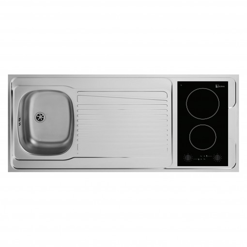 EVIER INOX REVERSIBLE 1 CUVE 140 CM DOMINO VITRO MANETTE 