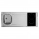 KITCHENETTE EVIER INOX REVERSIBLE 1 CUVE 140CM DOMINO INDUCTION MANETTE MEUBLE 2 PORTES FRIGO 4*