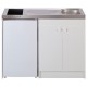 KITCHENETTE EVIER INOX REVERSIBLE 1 CUVE 140CM DOMINO INDUCTION MANETTE MEUBLE 2 PORTES FRIGO 4*