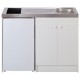 KITCHENETTE EVIER INOX REVERSIBLE 1 CUVE 140CM DOMINO VITRO MEUBLE 2 PORTES FRIGO 4*