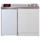 KITCHENETTE EVIER INOX REVERSIBLE 1 CUVE 140CM DOMINO VITRO MAN MINUTERIE MEUBLE 2 PORTES FRIGO 4*