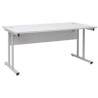 BUREAU BOIS PIETEMENT MÉTAL GRIS PLATEAU BLANC