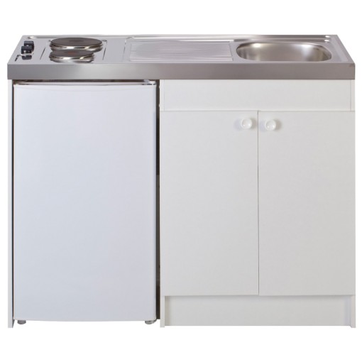 KITCHENETTE EVIER INOX REVERSIBLE 1 CUVE 140CM DOMINO ELEC MEUBLE 2 PORTES FRIGO 4*