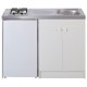 KITCHENETTE EVIER INOX REVERSIBLE 1 CUVE 140CM DOMINO ELEC MEUBLE 2 PORTES FRIGO 4*