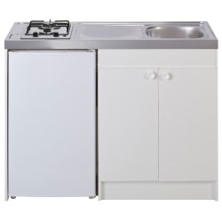 KITCHENETTE EVIER INOX REVERSIBLE 1 CUVE 140CM DOMINO ELEC MEUBLE 2 PORTES FRIGO 4*