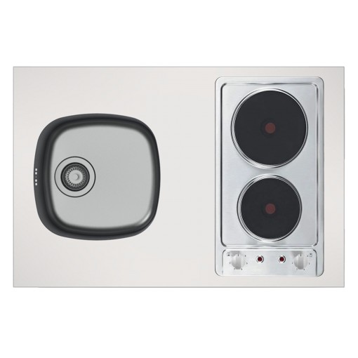 Dessus évier cuisinette électrique largeur 090 cm avec vidage complet