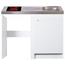 Évier cuisinette + domino vitro +M largeur 120 cm SANS NICHE LV OU MAL
