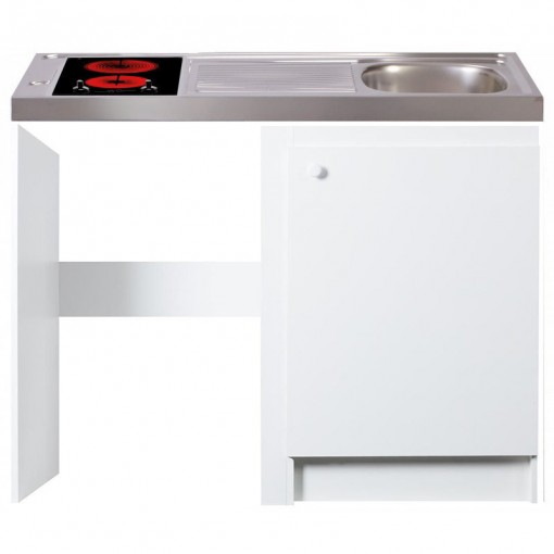 Évier cuisinette + domino vitro +M largeur 120 cm SANS NICHE LV OU MAL