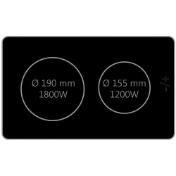 DOMINO 2 ZONES VITROCERAMIQUE BOUTONS