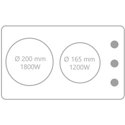 DOMINO 2F VITROCÉRAMIQUE CADRE INOX MINUTERIE