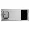 KITCHENETTE EVIER INOX REVERSIBLE 1 CUVE 140CM DOMINO INDUCTION MANETTE MEUBLE 2 PORTES  FRIGO 4*