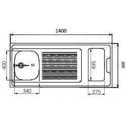 KITCHENETTE EVIER INOX REVERSIBLE 1 CUVE 140CM DOMINO INDUCTION MANETTE MEUBLE 2 PORTES  FRIGO 4*