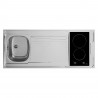 KITCHENETTE EVIER INOX REVERSIBLE 1 CUVE 140CM DOMINO INDUCTION MANETTE MEUBLE 2 PORTES  FRIGO 4*