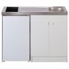 KITCHENETTE EVIER INOX REVERSIBLE 1 CUVE 140CM DOMINO VITRO MEUBLE 2 PORTES  FRIGO 4*