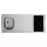 KITCHENETTE EVIER INOX REVERSIBLE 1 CUVE 140CM DOMINO VITRO MANETTE MEUBLE 2 PORTES  FRIGO 4