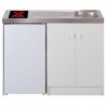 KITCHENETTE EVIER INOX REVERSIBLE 1 CUVE 140CM DOMINO VITRO MANETTE MEUBLE 2 PORTES  FRIGO 4