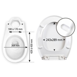 ABATTANT DOUBLE BLANC EN POLYPROPYLENE ( Largeur: 44.6cm/ Profondeur: 38cm )