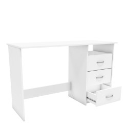 BUREAU 1 NICHE 3 TIROIRS L123CM P50CM BLANC