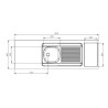 DESSUS ÉVIER CUISINETTE 2 CUVES  L180 CM EMPLACEMENT DOMINO