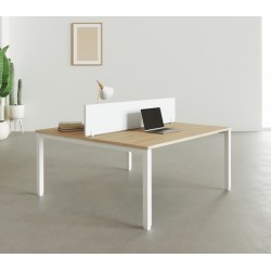 BUREAU ASKA 180X80CM PLATEAU PS PIED DROIT METAL BLANC