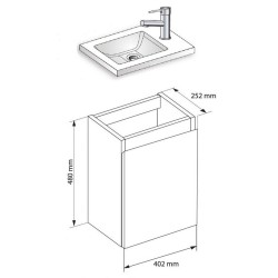 MEUBLE SOUS PLAN TOILETTE EKO LINE 60CM 2P BLANC