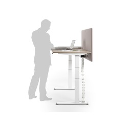 BUREAU ASKA 180X80CM PLATEAU PS PIED DROIT METAL BLANC