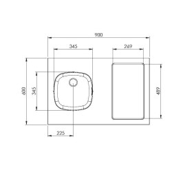 DESSUS ÉVIER CUISINETTE 1 CUVE  L90 CM EMPLACEMENT DOMINO