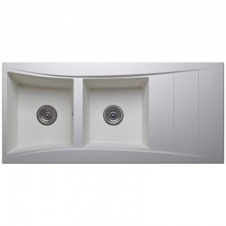Évier 2 cuves 116 x 53 cm+ égouttoir Wave granité blanc WAVE2GBL po...