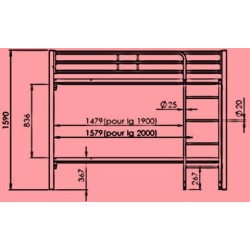 LIT SUPERPOSE METAL 90*190 AVEC SOMMIER EN TREILLIS SOUDE