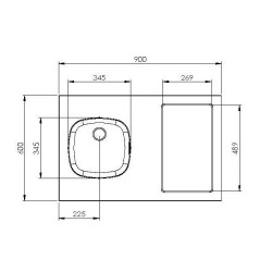 DESSUS ÉVIER CUISINETTE  L90CM DOMINO VITRO MANETTE