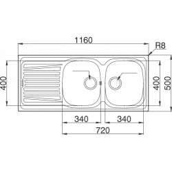 Évier 2 cuves + égouttoir SPARTA Décor anti-rayures L 116 x P 50