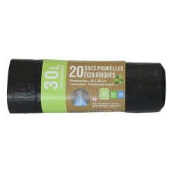 SACS POUBELLE LIEN COULISSANT 30L ROULEAU DE 20