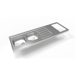 DESSUS ÉVIER CUISINETTE 2 CUVES  L180 CM EMPLACEMENT DOMINO