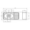 DESSUS ÉVIER CUISINETTE 2 CUVES  L180 CM EMPLACEMENT DOMINO