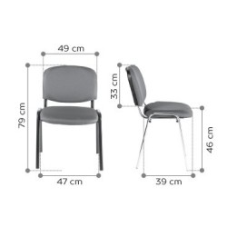 CHAISE COQUE NOIRE PIETEMENT TUBE D'ACIER