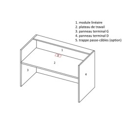 BUREAU ASKA 180X80CM PLATEAU PS PIED DROIT METAL BLANC