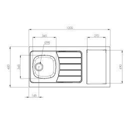 ÉVIER INOX CUISINETTE  120CM SANS DOMINO  REVERSIBLE NOVENTA