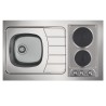 EVIER INOX REVERSIBLE 1 CUVE 100 CM DOMINO ELECTRIQUE MINUTEUR  