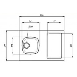 DESSUS ÉVIER CUISINETTE  L90CM DOMINO INDUCTION