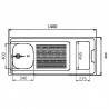 KITCHENETTE EVIER INOX REVERSIBLE 1 CUVE 140CM DOMINO ELEC MEUBLE 2 PORTES  FRIGO 4*