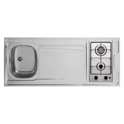 KITCHENETTE EVIER INOX REVERSIBLE 1 CUVE 140CM DOMINO ELEC MEUBLE 2 PORTES  FRIGO 4*