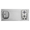 KITCHENETTE EVIER INOX REVERSIBLE 1 CUVE 140CM DOMINO ELEC MEUBLE 2 PORTES  FRIGO 4*