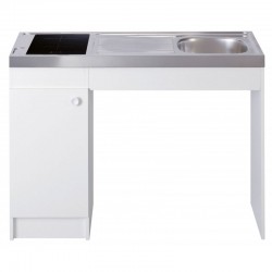 Évier cuisinette + domino induc largeur 120 cm sans réfrigérateur