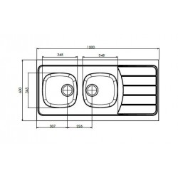 Evier cuisinette 120cm 2 vasques et égoutoir