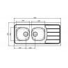 Evier cuisinette 120cm 2 vasques et égoutoir