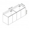 Meuble sous plan toilette 90cm 2p blanc