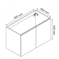 Meuble  toilette 90cm 2p blanc vasque céramique