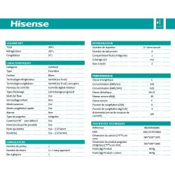 Réfrigérateur combiné 304l hisense