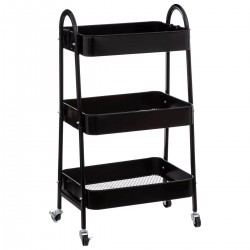 Desserte a roulette 3 niveaux metal noir