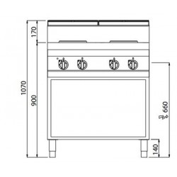 Cuisinière électrique - 10,4 kW - 4 plaques rondes